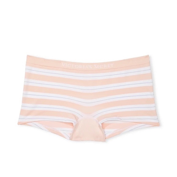 Victoria's Secret Seamless Boyshort Panty Purest Pink Stripe Medium NEW - Picture 2 of 6
